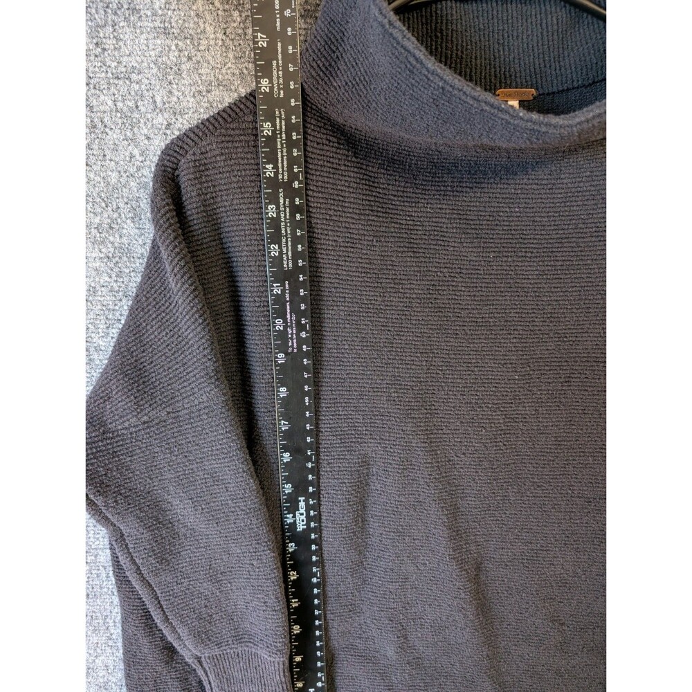 Free People Ottoman Slouchy Tunic Sweater Womens XS Black Charcoal Ribbed Knit - Picture 5 of 10